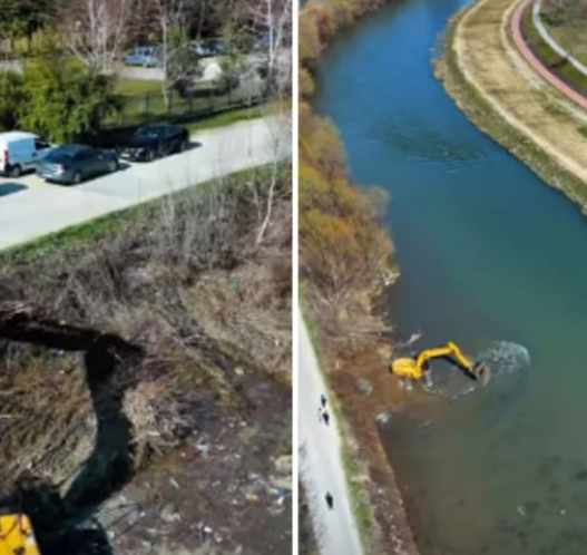 Голема акција во Скопје, механизација го чисти коритото на Вардар