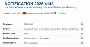 Во српско замрзнато овошје, Германија пронашла вирус Хепатитис А