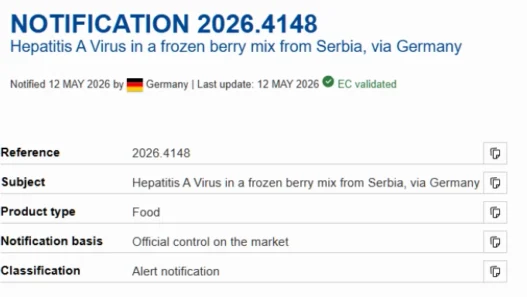 Во српско замрзнато овошје, Германија пронашла вирус Хепатитис А