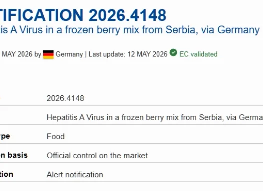 Во српско замрзнато овошје, Германија пронашла вирус Хепатитис А